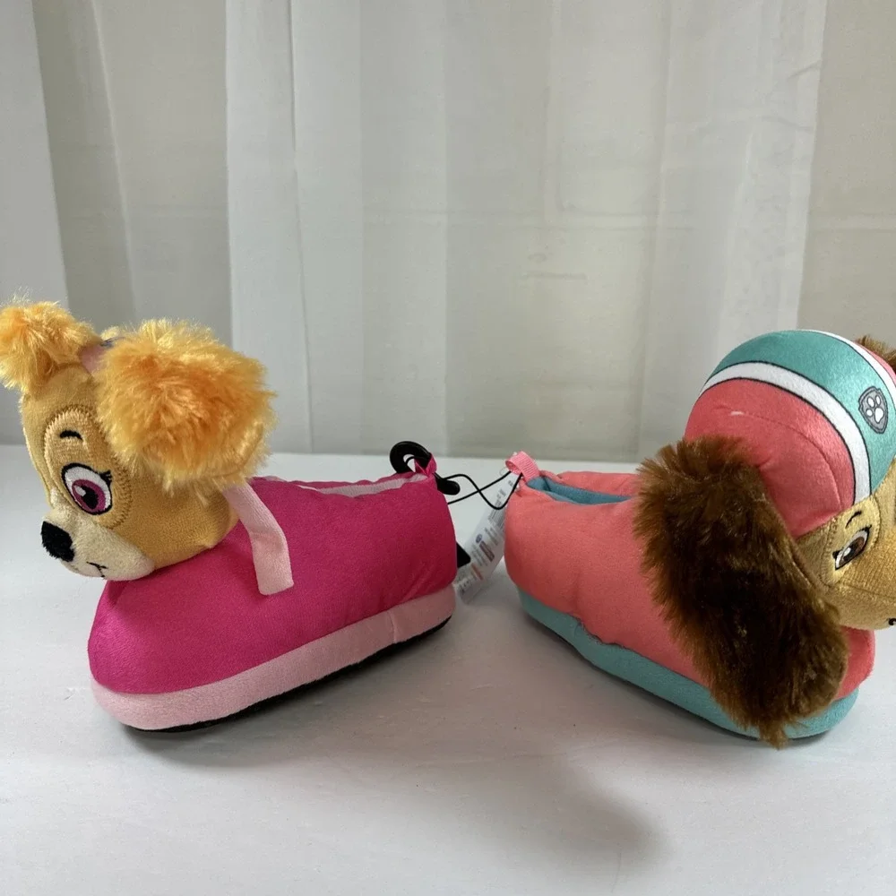 Nickelodeon Paw‎ Patrol Slippers Liberty & Skye Plush 3D Girl Size 7-8 New